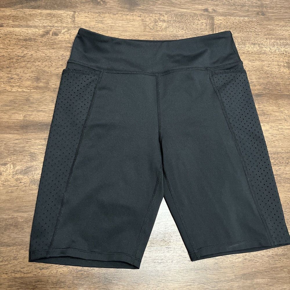 Girls Zella Black Compression Biker Workout Sports Shorts XL 14/16 NWOT‎